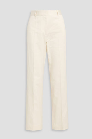 TOTEME COTTON AND LINEN-BLEND TWILL STRAIGHT-LEG PANTS - Size 42