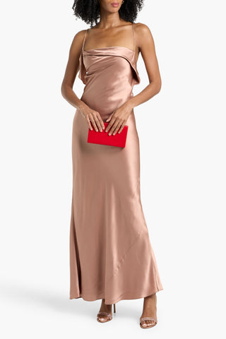 MICHELLE MASON DRAPED SILK-SATIN GOWN - Size 4