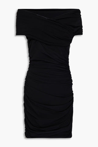 PHILOSOPHY DI LORENZO SERAFINI OFF-THE-SHOULDER RUCHED JERSEY MINI DRESS - Size 42