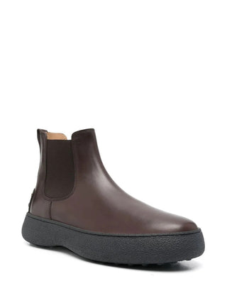 Tods Smooth Leather Chunky Sole Chelsea Boots