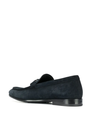 Tods Suede T-Bar Hardware Loafers Navy