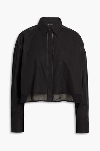 RAG & BONE BEATRICE CROPPED ORGANZA-TRIMMED COTTON-POPLIN SHIRT - Size L