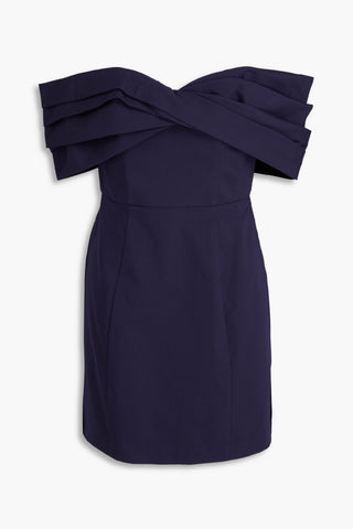 NICHOLAS OFF-THE-SHOULDER TWIST-FRONT COTTON-POPLIN MINI DRESS - Size 4