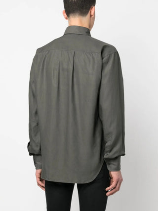 Tom Ford Cotton Button-Down Collar Shirt with Chest Pocket Green