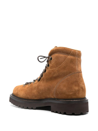 Brunello Cucinelli Suede Lace-Up Ankle Boots with Lug Sole