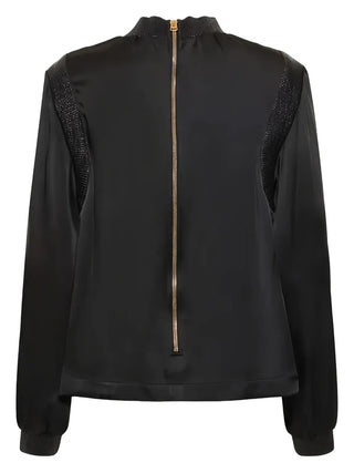 Tom Ford Tom Ford Satin High-Neck Blouse with Embossed Panels