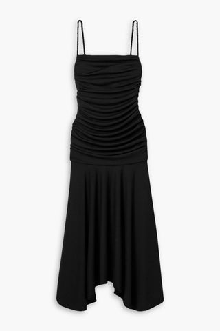 INTERIOR THE VIRADORA ASYMMETRIC RUCHED CREPE MIDI DRESS - Size M