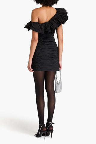 REBECCA VALLANCE CHLOE ONE-SHOULDER RUFFLED TAFFETA MINI DRESS - Size 16