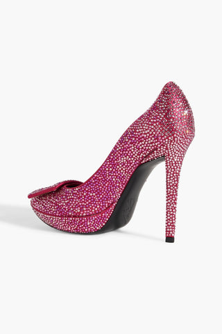 ROGER VIVIER CRYSTAL-EMBELLISHED SATIN PUMPS - Size 37.5