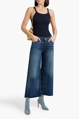 RE/DONE CROPPED DISTRESSED MID-RISE WIDE-LEG JEANS - Size 23