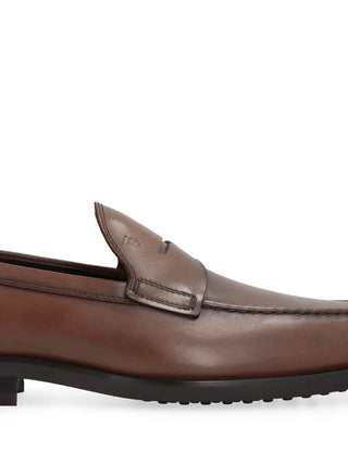 Tods Polished Leather Loafers Brown