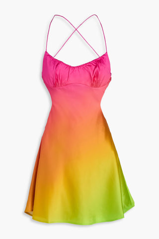 RETROFÊTE JOSEFINE OPEN-BACK DGRAD SILK-BLEND SATIN MINI DRESS - Size XS