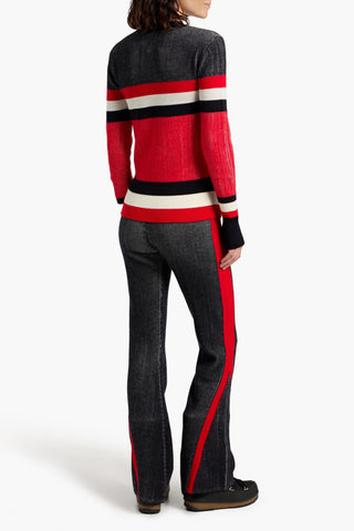 PERFECT MOMENT RIBBED INTARSIA MERINO WOOL-BLEND TRACK PANTS - Size M