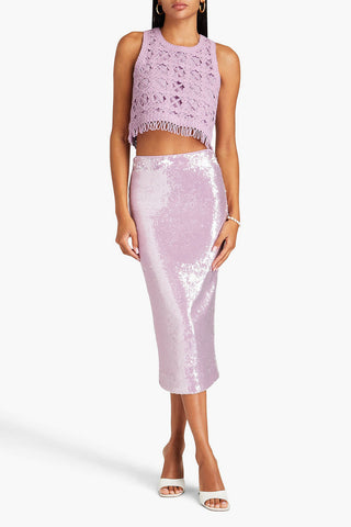 MAJE CROPPED FRINGED CROCHETED COTTON TOP - Size 4