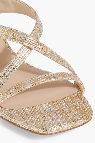 STUART WEITZMAN OASIS 50 METALLIC WOVEN SLINGBACK SANDALS - Size 9.5