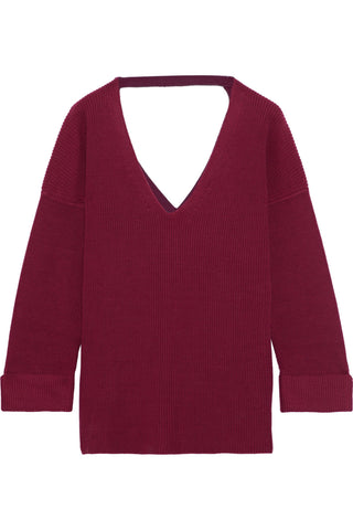 AUTUMN CASHMERE CUTOUT RIBBED COTTON SWEATER - Size XS