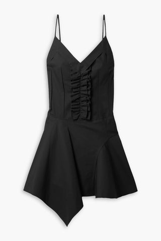 COMMISSION RUFFLED PANELED COTTON-POPLIN MINI DRESS - Size 4