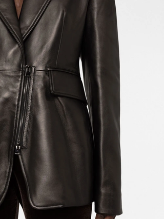 Tom Ford Leather Zip-Front Single-Breasted Blazer