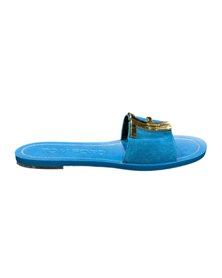 Tom Ford Suede TF Hardware Flat Slide Sandals