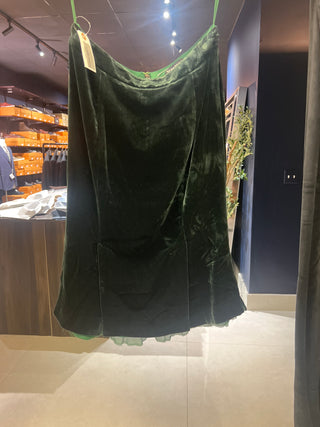 Tom Ford Suede Flared Midi Skirt Dark Green