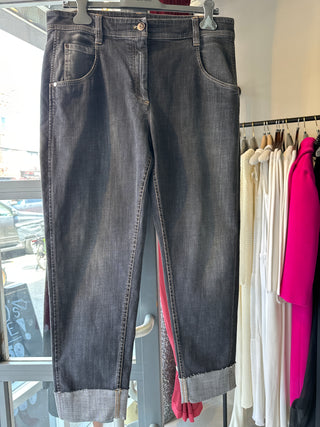 Brunello Cucinelli Washed Black Denim Cropped Jeans