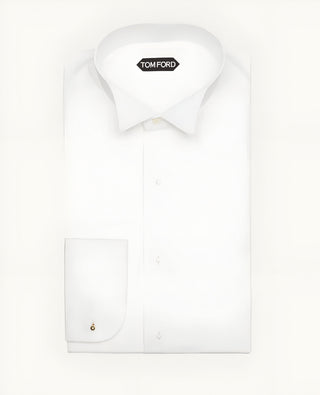 Tom Ford Cotton French-Cuff Tuxedo Shirt White