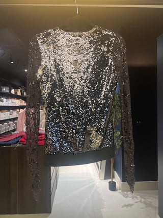 Tom Ford Sequin-Embellished Long-Sleeve V-Neck Top