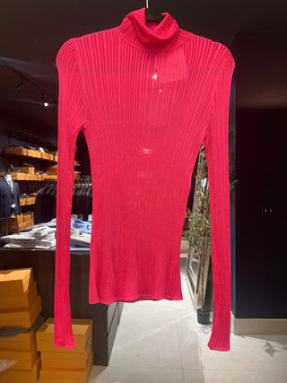 Tom Ford Ribbed Knit Long-Sleeve Turtleneck Top Hot Pink