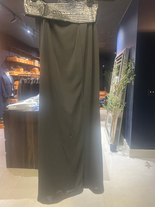 Tom Ford Tom Ford Geometric Embellished Waistband Black Maxi Skirt