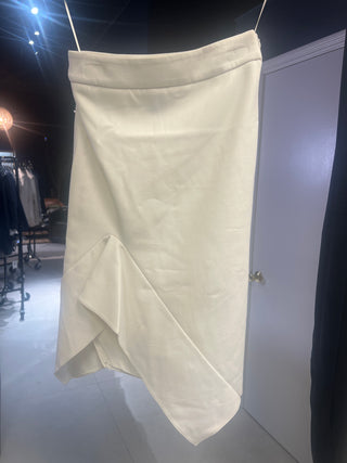 Tom Ford Chalk White Asymmetric Draped Midi Skirt