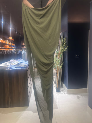 Tom Ford Sheer Draped Asymmetric Olive Green Maxi Skirt