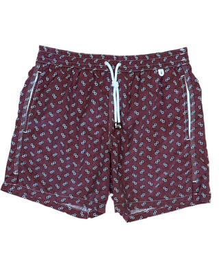 ISAIA Geometric Print Drawstring Swim Trunks