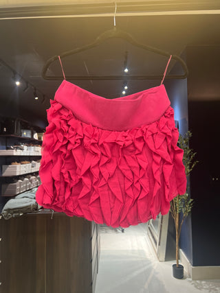 Tom Ford Textured Ruffled Mini Skirt in Fuchsia