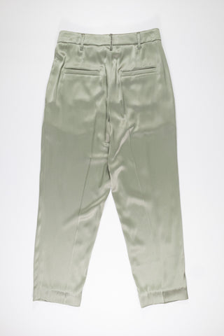 Brunello Cucinelli Silky Pleated Cropped Trousers Sage Green
