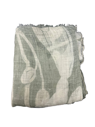 Brunello Cucinelli Womens Linen Scarf in Light Green & Creame