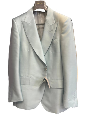 Tom Ford Silk Blend Single-Breasted Blazer Pale Blue