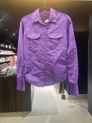 Tom Ford Silk Ribbed Flap-Pocket Button-Down Shirt