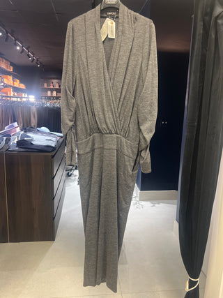 Tom Ford Melange Jersey Draped V-Neck Midi Dress
