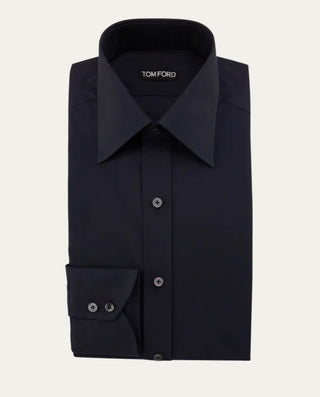 Tom Ford Dark Navy Cotton Point-Collar Dress Shirt