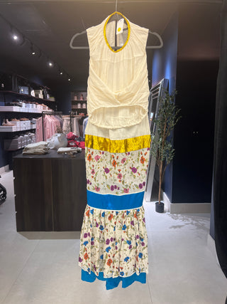 Tom Ford Ivory Multicolor Floral Tiered Maxi Dress