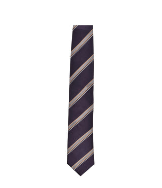 Brunello Cucinelli Silk Navy Multi-Stripe Diagonal Necktie