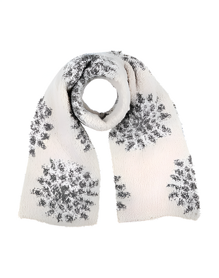 Brunello Cucinelli Cozy Knit Snowflake Pattern Blanket Scarf Natural Grey