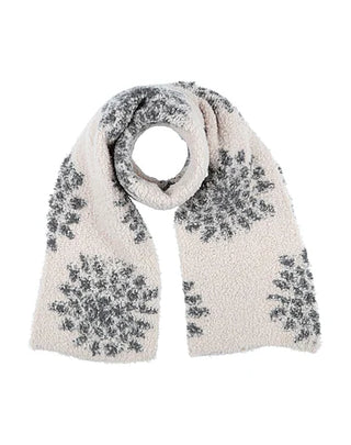 Brunello Cucinelli Cozy Knit Snowflake Pattern Blanket Scarf Natural Grey