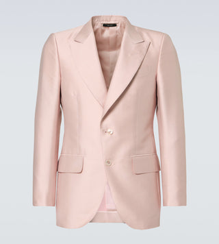 Tom Ford Cotton-Blend Silk Peak Lapel Single-Breasted Blazer Pink