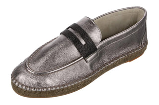 Brunello Cucinelli Metallic Leather Loafer Espadrilles with Contrast Band