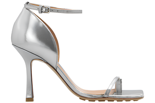 Bottega Veneta Metallic Leather Square-Toe Ankle-Strap Sandals