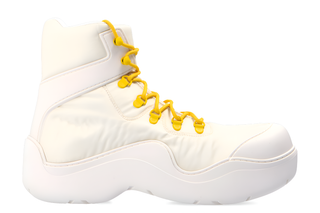 Bottega Veneta White Nylon High-Top Boots with Chunky Sole