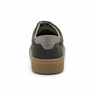 Brunello Cucinelli Suede and Woven Low-Top Sneakers Olive Green
