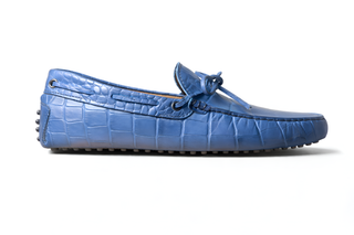 Tod’s Blue Crocodile-Embossed Driving Loafer