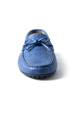 Tod’s Blue Crocodile-Embossed Driving Loafer